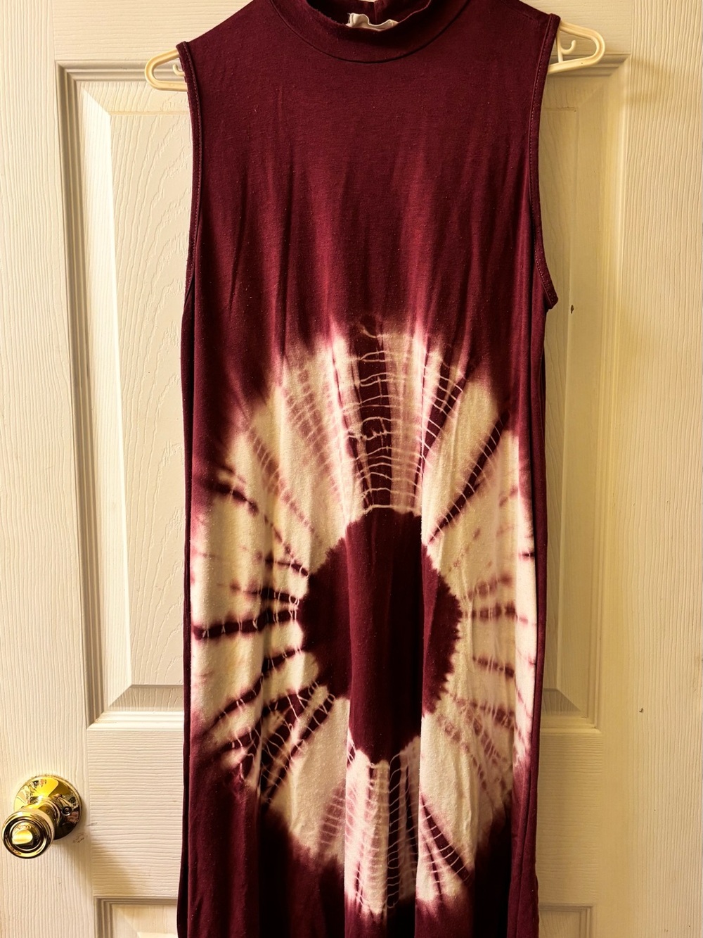 Peach Love California Mock Neck Dress in Deep Wine - Picture 1 of 4